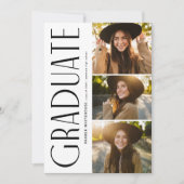 Elegante Graduate Typografy 3 Foto Abschluss Einladung (Vorderseite)