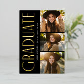 Elegante Graduate Typografy 3 Foto Abschluss Folieneinladung (Stehend vorne)