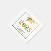 Elegante Graduation Cap Class Name Black Gold Serviette (Ecke)