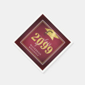 Elegante Graduation Cap Class Name Maroon Gold Serviette (Ecke)