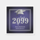 Elegante Graduation Cap Class Year Navy Blue Silve Serviette (Vorderseite)