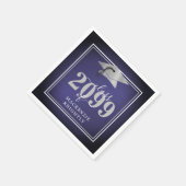 Elegante Graduation Cap Class Year Navy Blue Silve Serviette (Ecke)