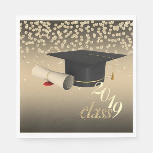 Elegante Graduation Cap, Gold Diamonds Class 2019 Serviette (Vorderseite)