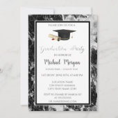 Elegante Graduation Cap Marble Graduation Party Einladung (Vorderseite)