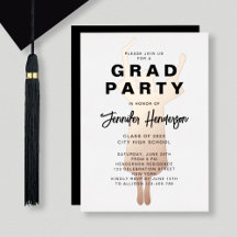 Elegante Graduation Party Black Rose Gold