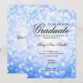 Elegante Graduation Party Blauer Glitzer Einladung (Vorne/Hinten)