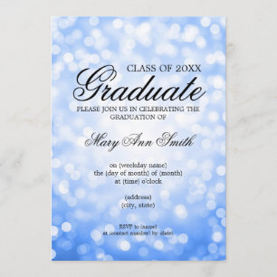 Elegante Graduation Party Blauer Glitzer Einladung