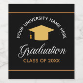 Elegante Graduation Party Custom Gold Class of 202 Weinetikett (Einzelnes Label)