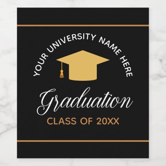 Elegante Graduation Party Custom Gold Class of 202 Weinetikett (Einzelnes Label)