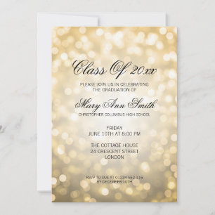 Elegante Graduation Party Gold Glitzer Lights Einladung