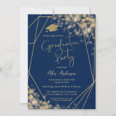 Elegante Graduation Party Navy Blue Foto Einladung (Vorderseite)