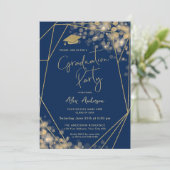 Elegante Graduation Party Navy Blue Foto Einladung (Stehend Vorderseite)