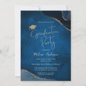 Elegante Graduation Party Navy Blue Foto Einladung (Vorderseite)