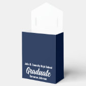 Elegante Graduation Party Navy Blue White Custom Geschenkschachtel (Geöffnet)