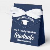 Elegante Graduation Party Navy Blue White Custom Geschenkschachtel (Vorderseite)