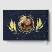 Elegante Graduation Party Navy Gold Gästebuch (Rückseite)