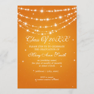 Elegante Graduation Party Sparkling Chain Orange Einladung