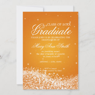 Elegante Graduation Party Sparkling Wave Orange Einladung