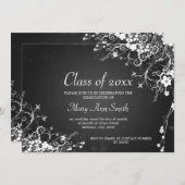 Elegante Graduationspartei Dotted Wirbel Schwarz Einladung (Vorne/Hinten)