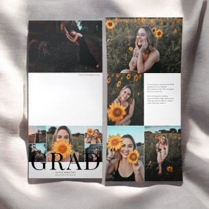 Elegante Graduierten-Foto-Tri-Fold-Ankündigung Dreifach Gefaltete Ankündigung