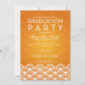 Elegante Graduierung Party Scallop Orange Einladung (Vorderseite)