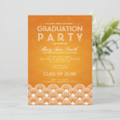 Elegante Graduierung Party Scallop Orange Einladung (Stehend Vorderseite)