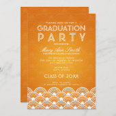 Elegante Graduierung Party Scallop Orange Einladung (Vorne/Hinten)