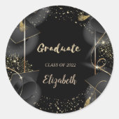 Elegante Graduierungskappe, Confetti Runder Aufkleber (Vorderseite)