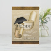 Elegante Graduierungsmütze Einladung (Stehend Vorderseite)