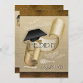 Elegante Graduierungsmütze Einladung (Vorne/Hinten)