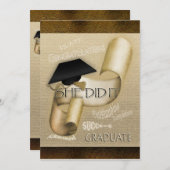 Elegante Graduierungsmütze für Frauen Einladung (Vorne/Hinten)