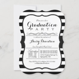 Elegante Graduierungsparty aus schwarzem und weiße Einladung
