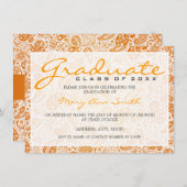 Elegante Graduierungsparty Paisley Orange Einladung (Vorne/Hinten)