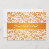 Elegante Graduierungsparty Paisley Orange Einladung (Rückseite)