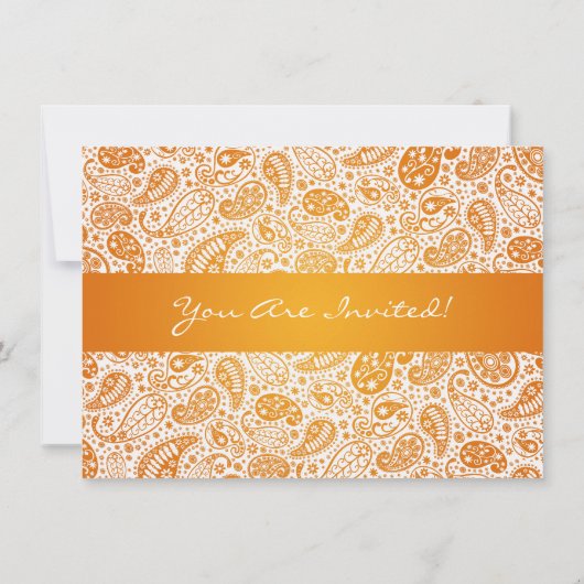 Elegante Graduierungsparty Paisley Orange Einladung (Rückseite)