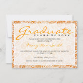 Elegante Graduierungsparty Paisley Orange Einladung (Vorderseite)