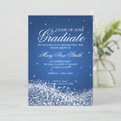 Elegante Graduierungsparty Sparkling Wave Blue Einladung (Stehend Vorderseite)