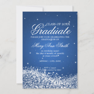 Elegante Graduierungsparty Sparkling Wave Blue Einladung