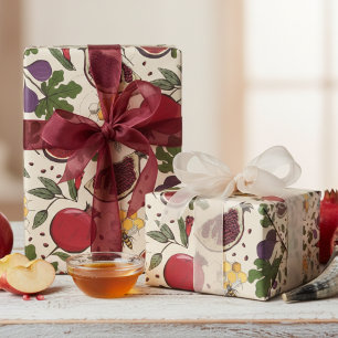 Elegante Granatäpfel, Feigen und Honigbienen Geschenkpapier