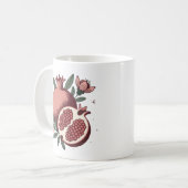 elegante Granatfrüchte mit botanischer Blume Kaffeetasse (Vorderseite Links)