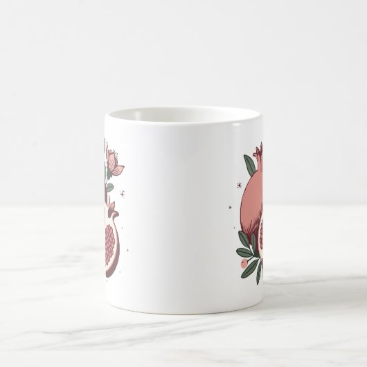 elegante Granatfrüchte mit botanischer Blume Kaffeetasse (Mittel)
