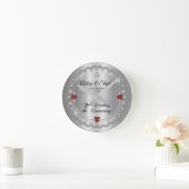 Elegante Granats-Diamant-2. Hochzeitstag Runde Wanduhr (Zuhause)