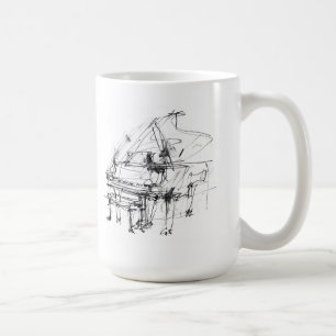 Elegante Grand Piano Sketch Kaffeetasse