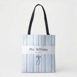 Elegante Grandmillennial-Weichblau-Retro-Streife  Tasche