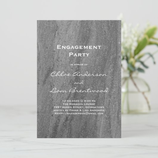 Elegante Granite Engagement Party Einladung (Stehend Vorderseite)