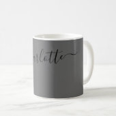 Elegante Granitfarbe Moderne Name Personalisiert Kaffeetasse (VorderseiteRechts)