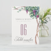Elegante Grapevine Foliage Wedding Tischnummer (Stehend Vorderseite)
