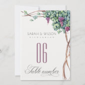 Elegante Grapevine Foliage Wedding Tischnummer (Rückseite)