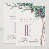 Elegante Grapevine Foliage Wedding Tischnummer (Vorne/Hinten)