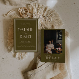 Elegante Grasebene Elfenbein Altes Geld Foto Hochz Save The Date